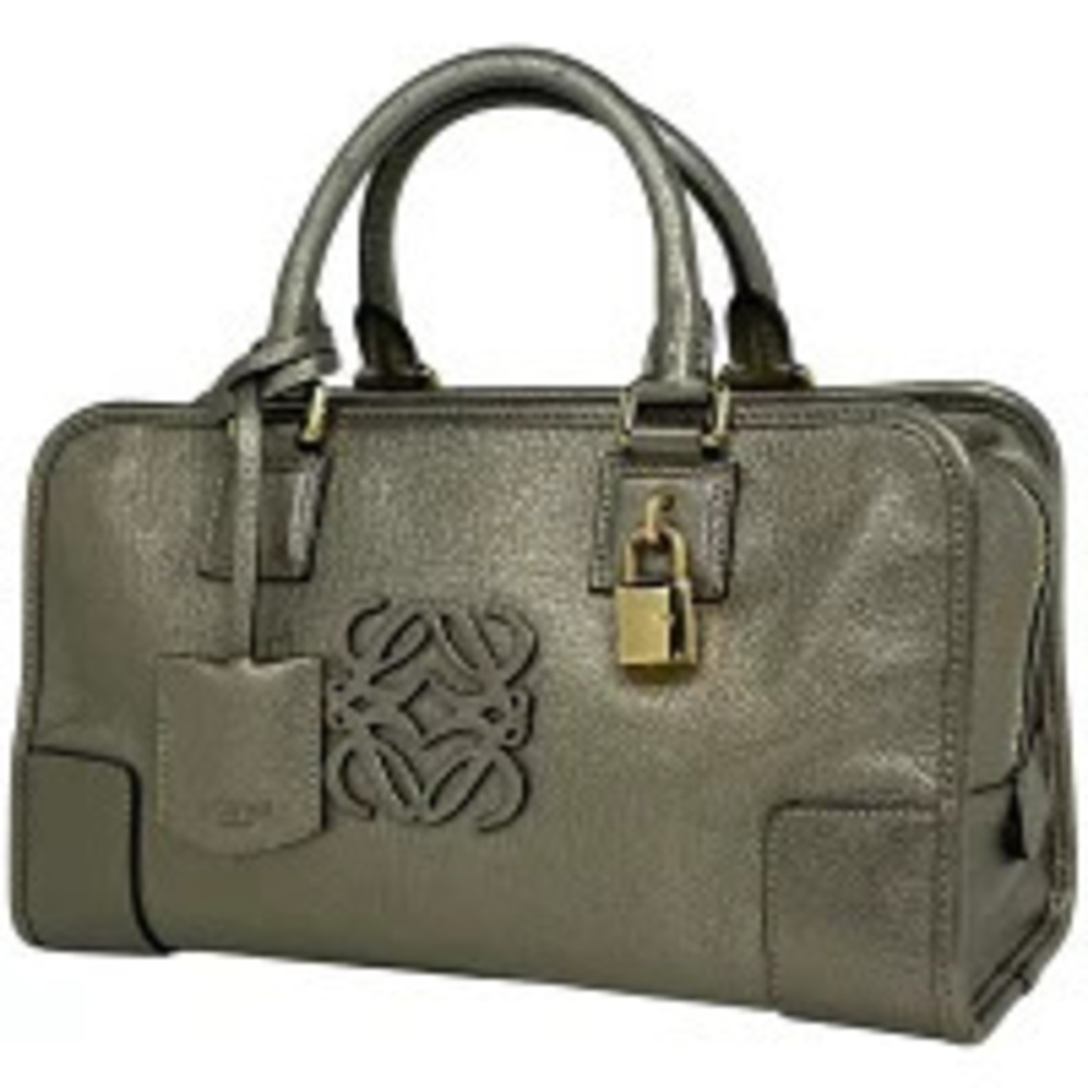 Loewe Amazona Anagram Metallic Handbag Leather Gold
